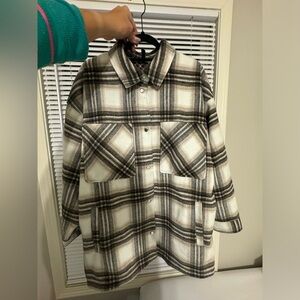 Jacquard- weave shachet-white/plaid